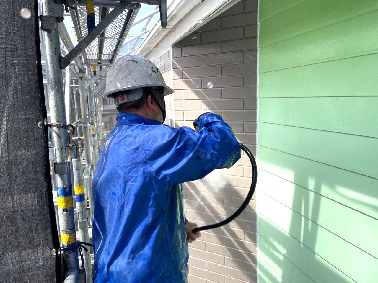 施工前のアクセント外壁